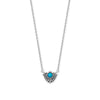 16" + 2" Rhodium Plated Oxidized Fan with Imitation Turquoise Necklace