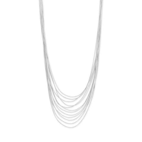 30" + 1" Graduated 12 Strand Liquid Silver Necklace