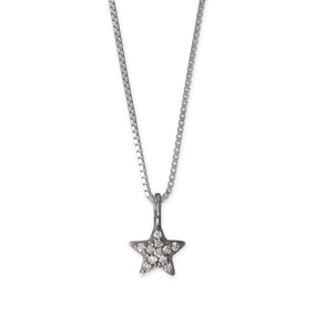 16" Black Rhodium Plated Diamond Studded Star Necklace