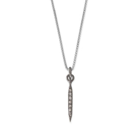 16" Small Black Rhodium Plated Diamond Studded Spike Necklace