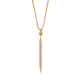 18" Large 14 Karat Gold Plated Diamond Studded Spike Necklace