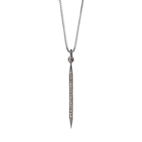 18" Large Black Rhodium Plated Diamond Studded Spike Necklace