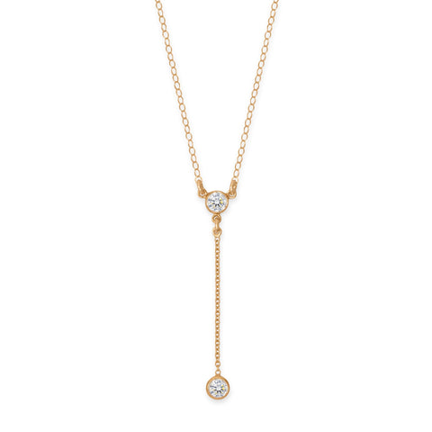18" + 2" 14/20 Gold Filled 4mm CZ Y Drop Necklace