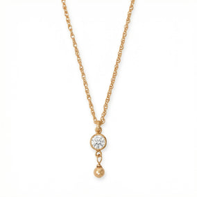 14/20 Gold Filled 4mm Lab Grown Diamond and Bead Drop Necklace