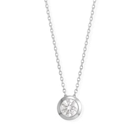 16" + 2" Rhodium Plated Floating 6mm Lab Grown Diamond Slide Necklace
