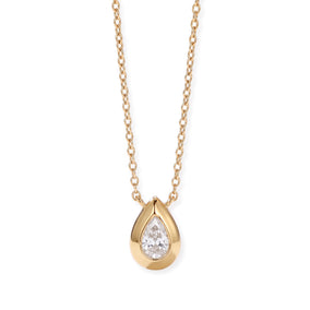 16" + 2" 14 Karat Gold Plated Pear Lab Grown Diamond Necklace