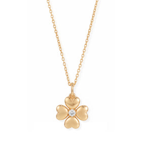 16" + 2" 14 Karat Gold Plated Lucky Clover Lab Grown Diamond Necklace