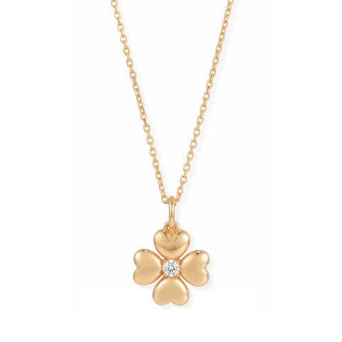 16" + 2" 14 Karat Gold Plated Lucky Clover Lab Grown Diamond Necklace