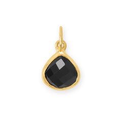 14 Karat Gold Plated Pear Black Onyx Charm