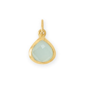 14 Karat Gold Plated Pear Aqua Chalcedony Charm