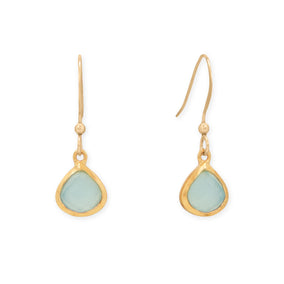 14 Karat Gold Plated Pear Aqua Chalcedony Charm