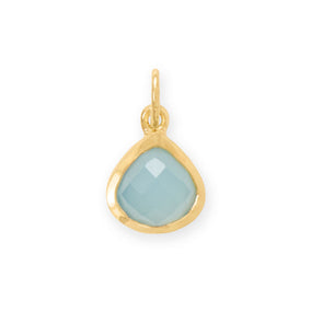 14 Karat Gold Plated Pear Blue Chalcedony Charm