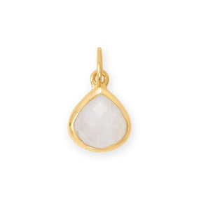 14 Karat Gold Plated Pear Rainbow Moonstone Charm