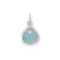 Rhodium Plated Pear Blue Chalcedony Charm
