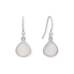 Rhodium Plated Pear Rainbow Moonstone Charm