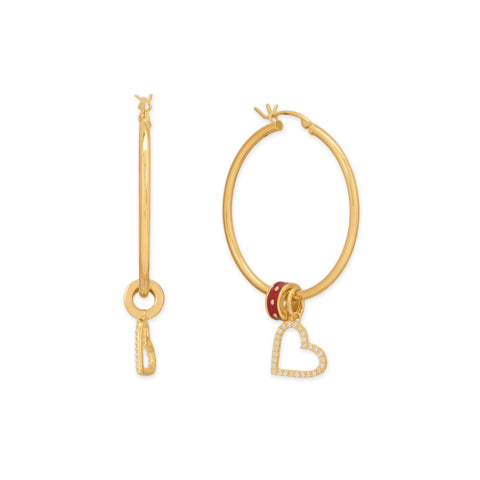 Dainty 14 Karat Gold Plated CZ Angled Heart Outline Charm