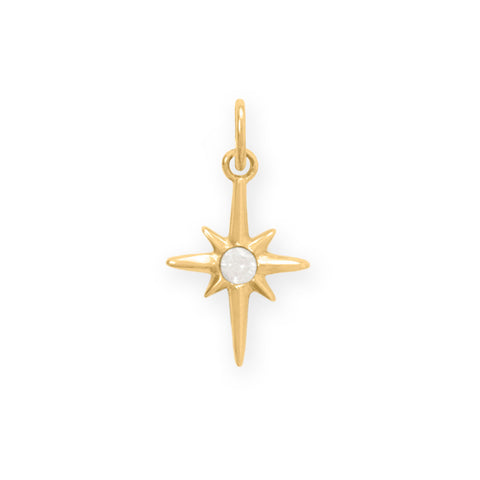 Dainty 14 Karat Gold Plated CZ Northern Star Charm