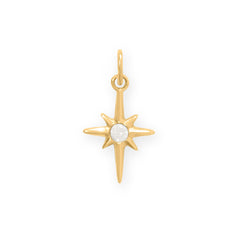 Dainty 14 Karat Gold Plated CZ Northern Star Charm