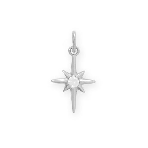 Dainty Rhodium Plated CZ Northern Star Charm