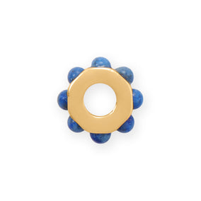 14 Karat Gold Plated Lapis Wheel Bead Charm