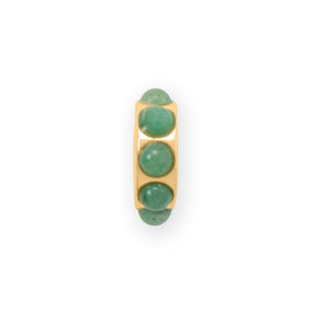 14 Karat Gold Plated Green Aventurine Wheel Bead Charm