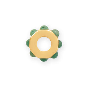 14 Karat Gold Plated Green Aventurine Wheel Bead Charm