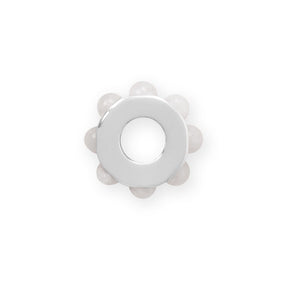 Rhodium Plated White Jade Wheel Bead Charm