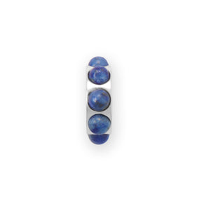 Rhodium Plated Lapis Wheel Bead Charm