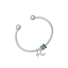 Dainty Rhodium Plated CZ Northern Star Charm