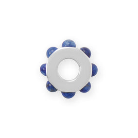 Rhodium Plated Lapis Wheel Bead Charm