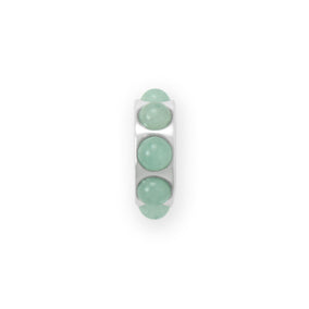 Rhodium Plated Green Aventurine Wheel Bead Charm