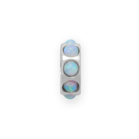 Rhodium Plated Synthetic Opal Wheel Bead Charm