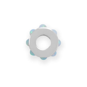 Rhodium Plated Synthetic Opal Wheel Bead Charm