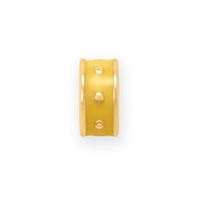 14 Karat Gold Plated Yellow Enamel Inlay Dotted Wheel Bead Charm