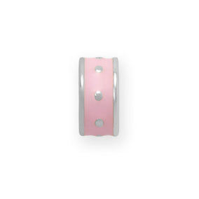 Rhodium Plated Pink Enamel Inlay Dotted Wheel Bead Charm
