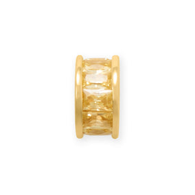 14 Karat Gold Plated CZ Birthstone Wheel Bead Charms (January-December)