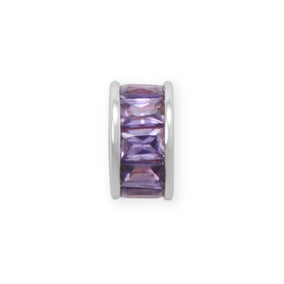 Rhodium Plated CZ Birthstone Wheel Bead Charms (January-December)