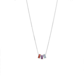 Rhodium Plated CZ Birthstone Wheel Bead Charms (January-December)
