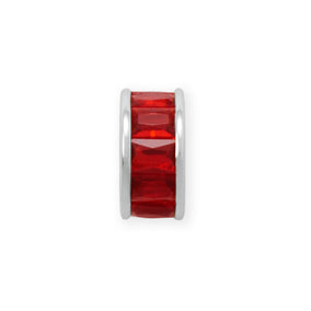 Rhodium Plated CZ Birthstone Wheel Bead Charms (January-December)
