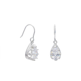 Crown Edge CZ French Wire Earrings