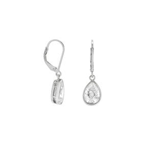 Rhodium Plated CZ Drop Earrings