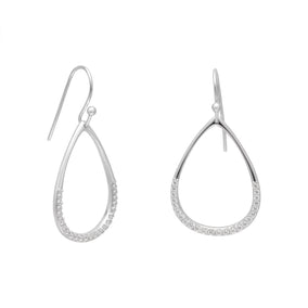 Rhodium Plated CZ Pear Drop Earrings