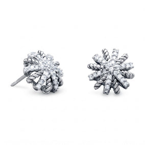 Domed CZ Starburst Earrings