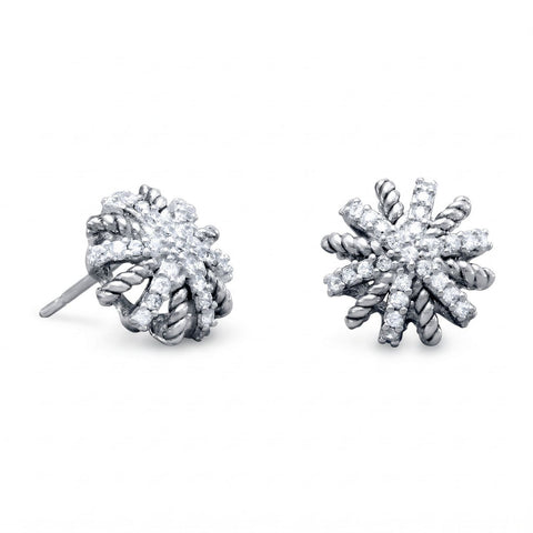 Domed CZ Starburst Earrings