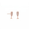 14 Karat Rose Gold Plated CZ Champagne Glass Stud Earrings