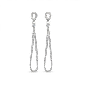 Rhodium Plated CZ Pear Drop Earrings