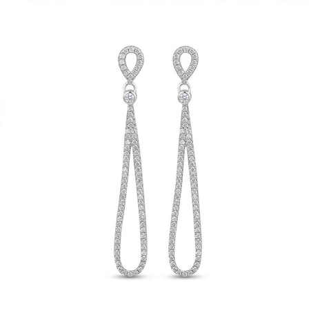 Rhodium Plated CZ Pear Drop Earrings