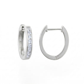 Rhodium Plated CZ Hoop Earrings