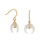 Mother of Pearl and CZ Crescent Gold Plate Earrings