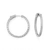 Rhodium Plated Round In/Out CZ Hoop Earrings